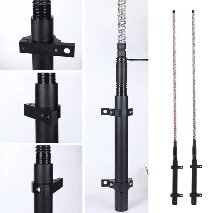 Flagpole Black Color Bracket Led Whip Light Antenna Mounting Bracket For Jeep Wrangler Jk Jl - Image 1