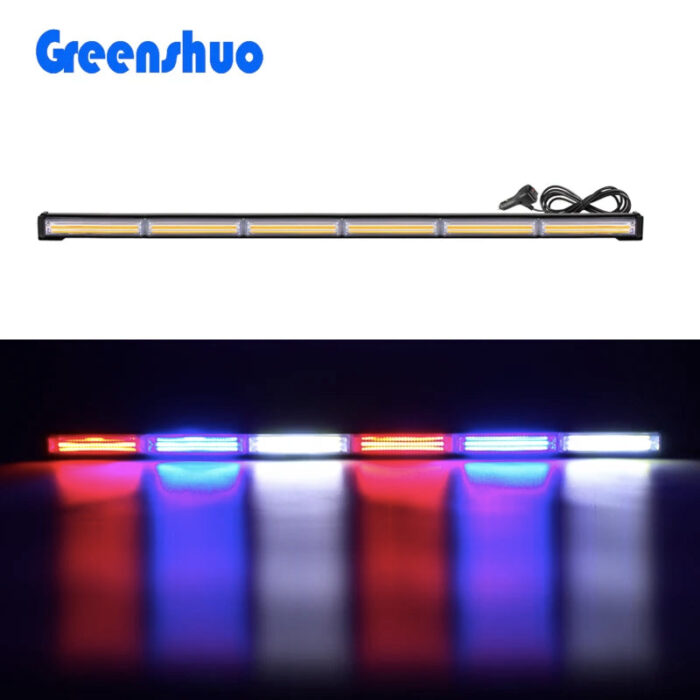 COB Traffic Advisor Strobe Warning Bar Led Linear Emergency Light Bar Amber White Red Blue Work Light