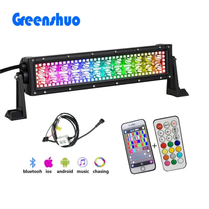 Wholesale 72w Offroad Double Row Rgb Led Light Bar 14inch Chasing Auto Work Light App&Remote Control