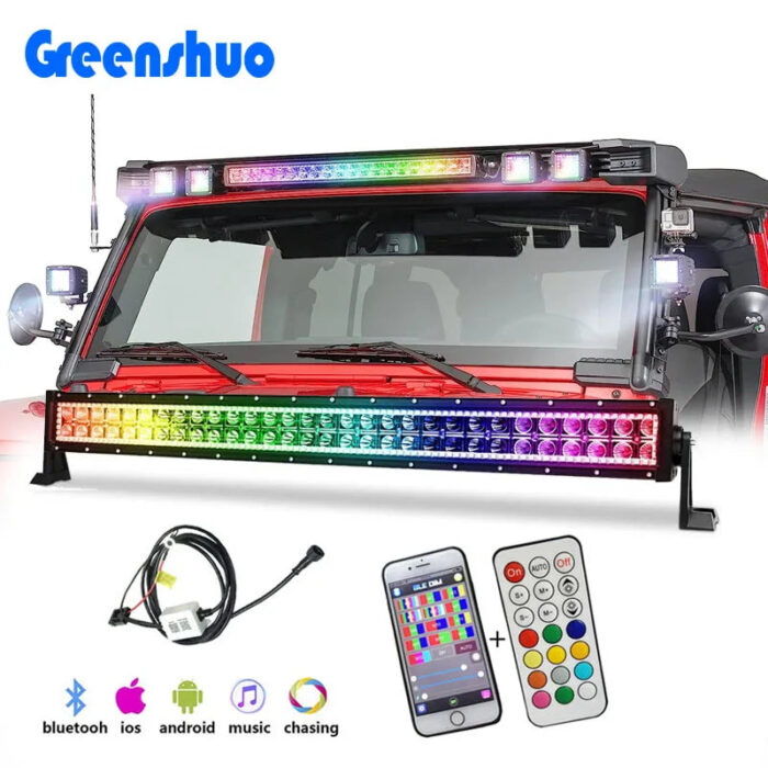 High Quality Work Light Led Pods RGB Chasing Halo Offroad Roof Lights Bar for Jeep Truck Utv Suv 4x4