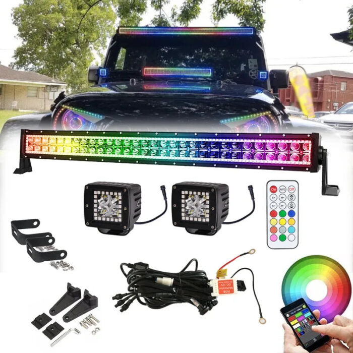 12v RGB Chasing Tailgate LED Light Bar with RGB Offroad Led Work Light Universal Spotlight 4x4 Car Amber Lightbar