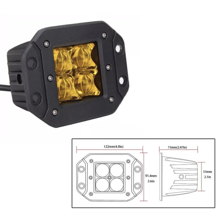 Wholesale High Quality Amber Fog Light Square 5D Led Work Light Combo Flush Mount Offroad Worklight Pods