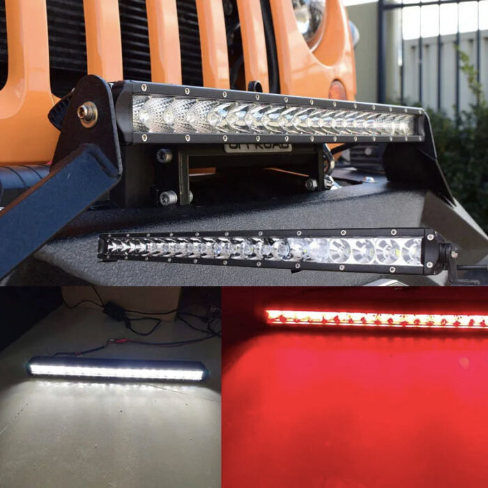 Single Row 250w 50inch 4x4 Led Light Bar Red White Dual Color Strobe Lights Remote Control