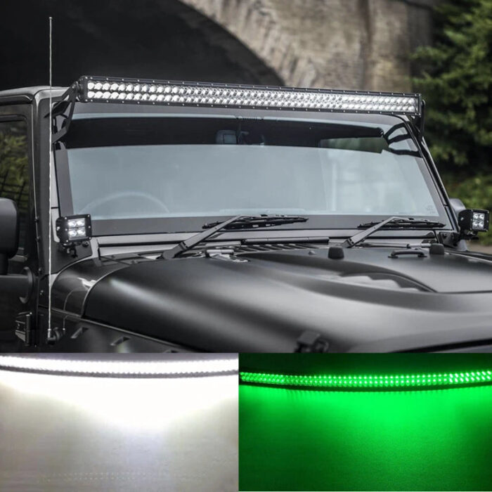 52 50 Inch Curved Light bar Green White Amber Roof Strobe Offroad Bar Light For Jeep Truck Atv