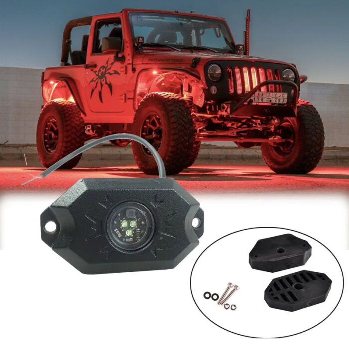 Super Bright Pure Red Rock Lights 9w Led Neon Underglow Light For Car Truck Suv Offroad Boat Underbody
