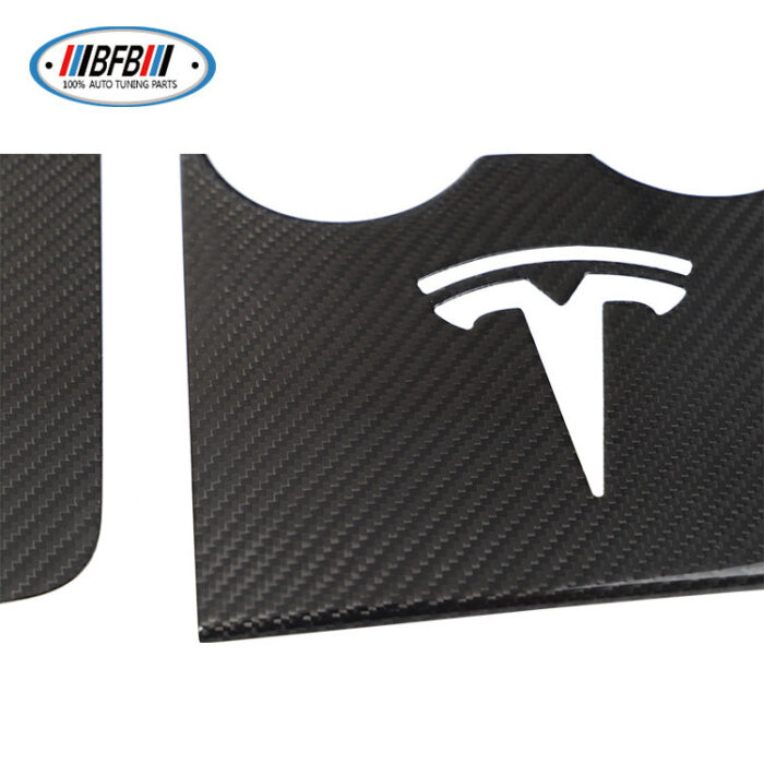 100% Real Carbon Fiber Center Console Panel Cup Holder Cover Storage Box Lid - For New Tesla Model Y and Model 3