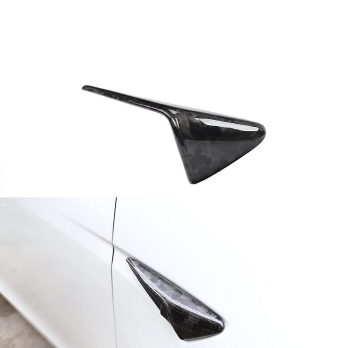 100% Real Carbon Fiber Camera Trim - For 2021 Tesla Model Y 3 - Bright Marble Leaf Board Turn Signal Cover