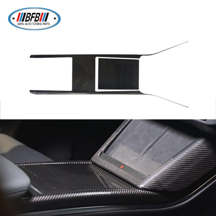 100% Real Carbon Fiber Center Console Gear Shift for 2023 Tesla Model X - Glossy Carbon Fiber Interior Decoration - Image 1