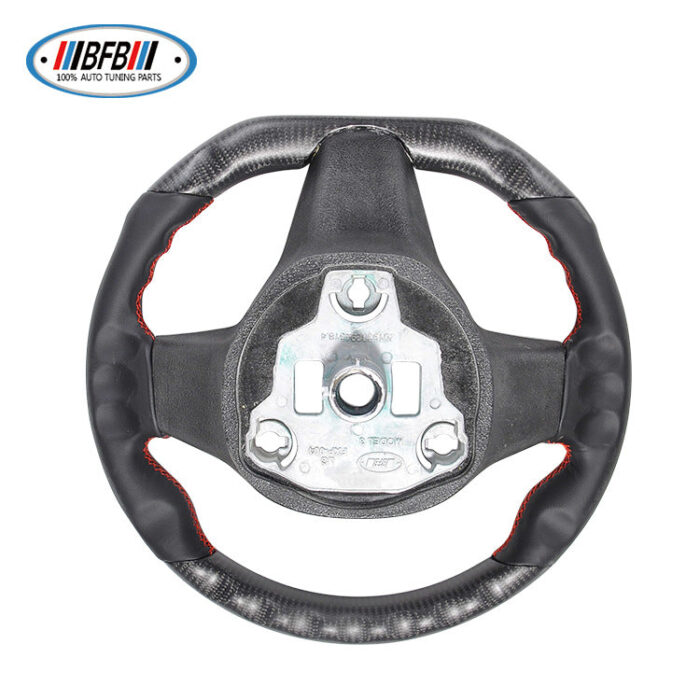 100% Real Carbon Fiber Matte Black Steering Wheel with Red Stitching - For Tesla Model 3 Y