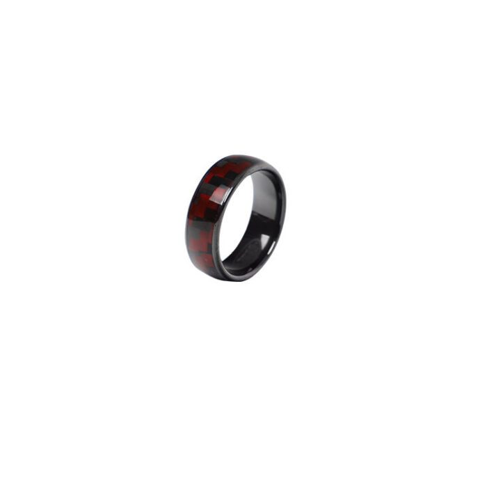 100% Real Carbon Fiber Ring Chip - For Tesla Model 3 Y X S - Red and Black Carbon Fiber Smart Ring for Start Sensing