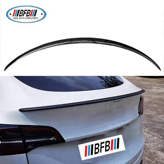 100% Real Carbon Fiber Rear Spoiler Wing - For Tesla Model Y - Dry Carbon Fiber Bright Tail Wing Factory Version Trunk