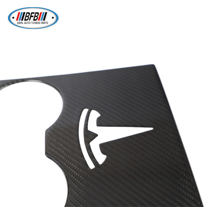 100% Real Carbon Fiber Center Console Panel Cup Holder Cover Storage Box Lid - For New Tesla Model Y and Model 3