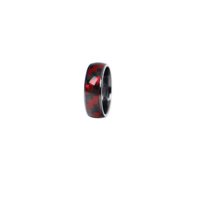 100% Real Carbon Fiber Ring Chip - For Tesla Model 3 Y X S - Red and Black Carbon Fiber Smart Ring for Start Sensing