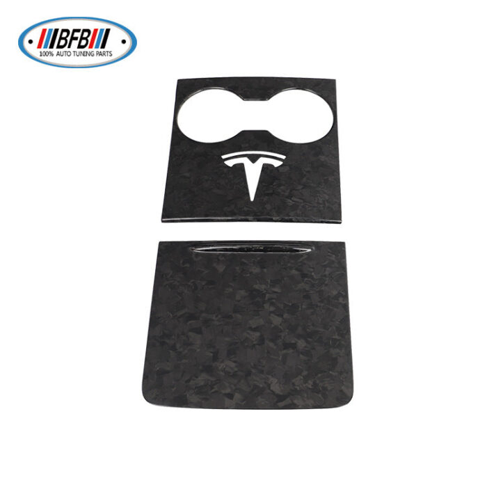 100% Real Carbon Fiber Forged Center Console Cup Holder Cover Storage Box Cover - For Tesla Model Y