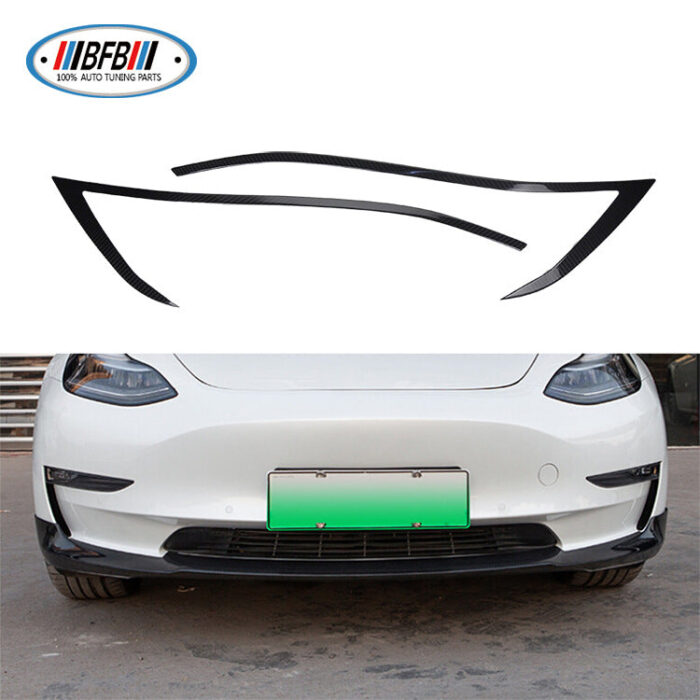 100% Real Carbon Fiber Headlight Eyebrow - For Tesla Model S 2016-2018 - Carbon Fiber LED Eyebrow