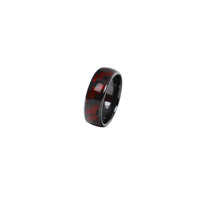 100% Real Carbon Fiber Ring Chip - For Tesla Model 3 Y X S - Red and Black Carbon Fiber Smart Ring for Start Sensing