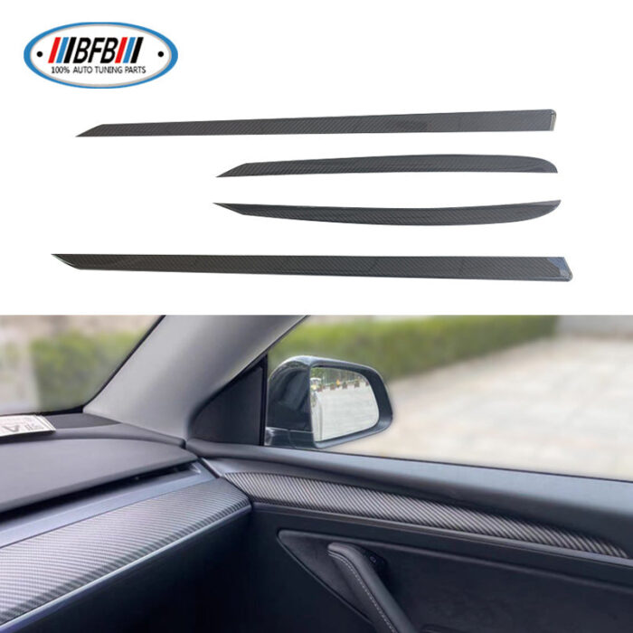 100% Real Carbon Fiber Interior Door Trim - For Tesla Model X 2023 - Glossy Carbon Fiber Interior Accessories