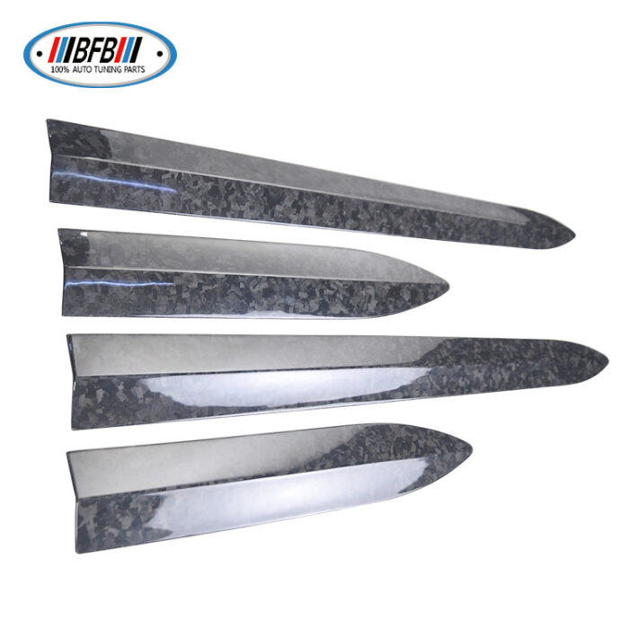 100% Real Carbon Fiber Forged Pattern Body Door Trim - For Tesla Model 3 - Marble Anti-Collision Scratch Decorative Skirt Edge