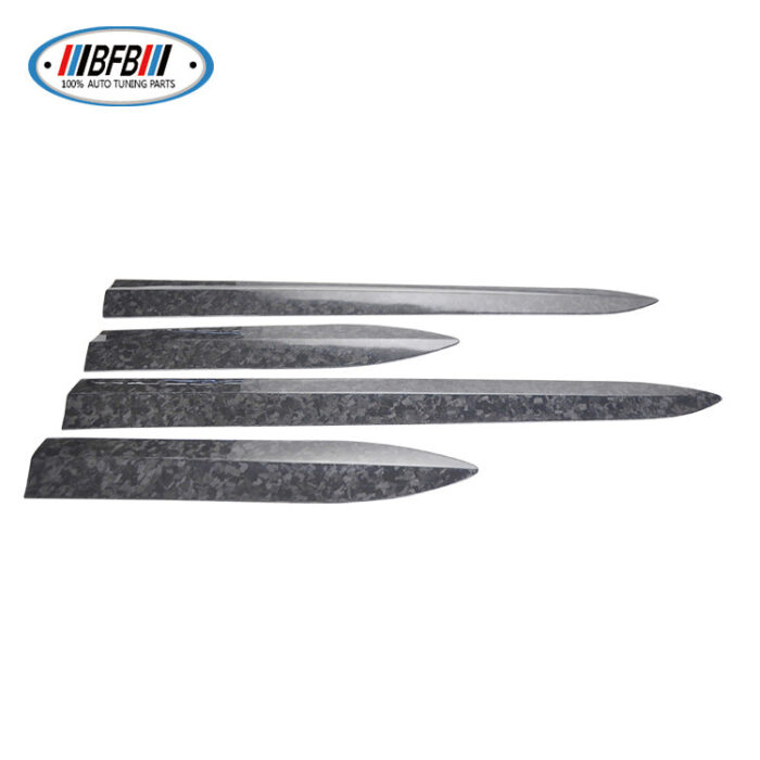 100% Real Carbon Fiber Forged Pattern Body Door Trim - For Tesla Model 3 - Marble Anti-Collision Scratch Decorative Skirt Edge