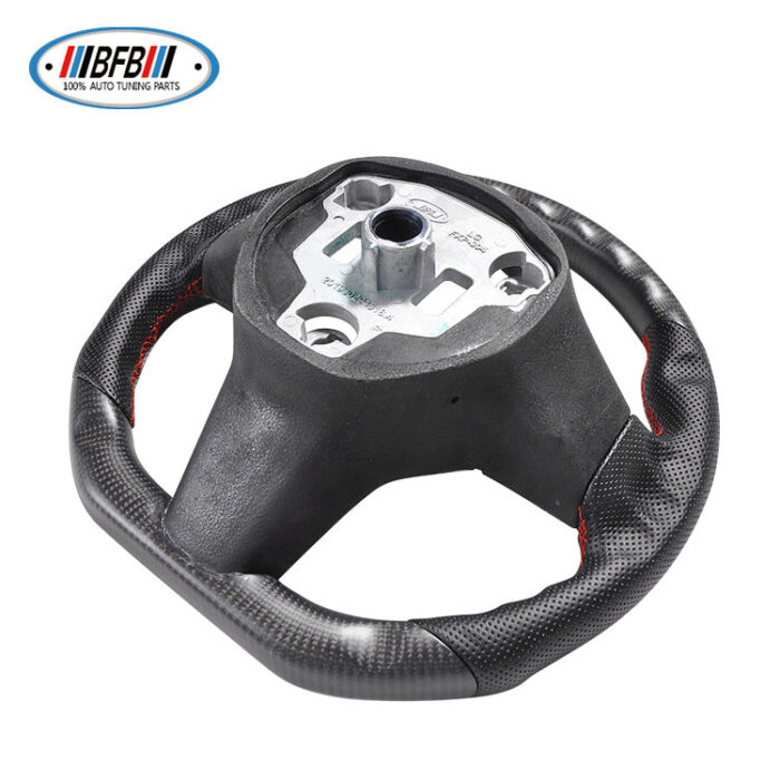 100% Real Carbon Fiber Matte Black Steering Wheel with Red Stitching and Perforations - For Tesla Model 3 Y - Modification