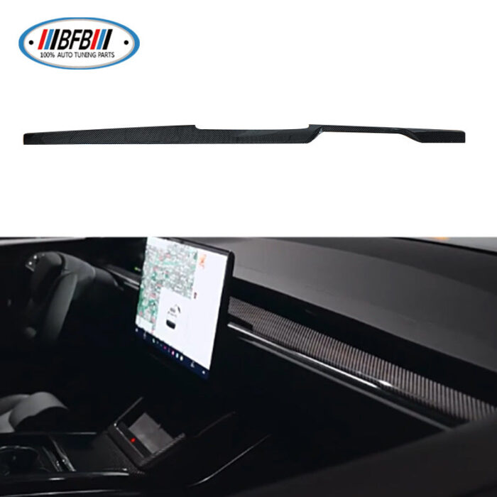 100% Real Carbon Fiber Dashboard Trim - For 2023 Tesla Model X - Glossy Interior Decoration