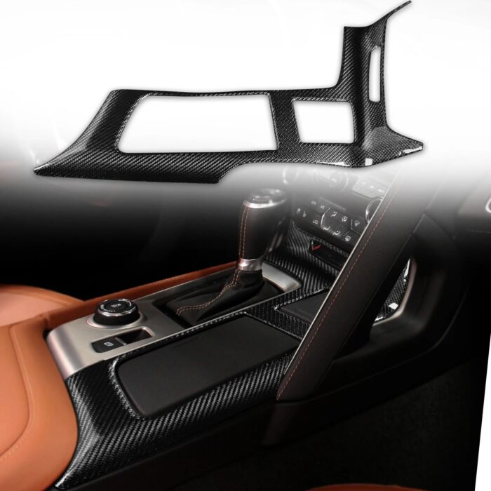 Real Carbon Fiber Gear Center Control Cup Holder Surround Trim Cover For Chevrolet Corvette 2014-2019 Car Interior Accessory