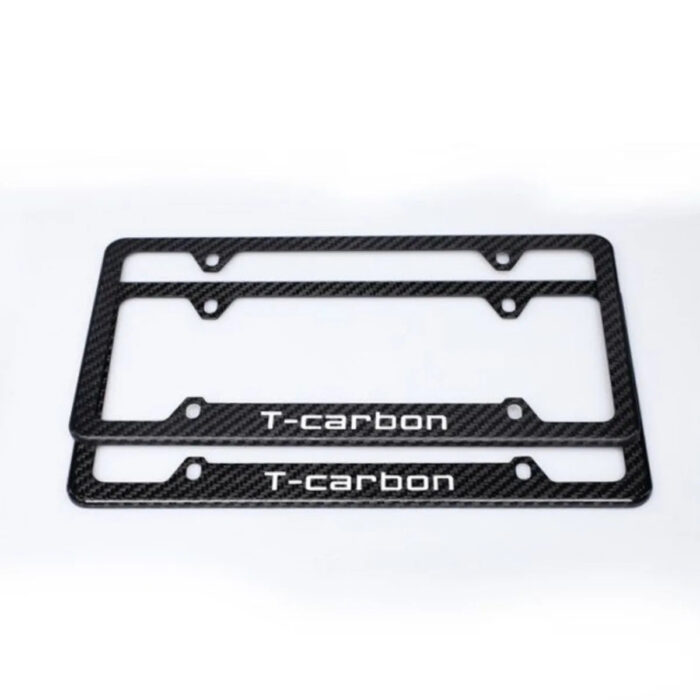 T-carbon Black Carbon Fiber Car License Plate Frame Tag Cover For USA Version