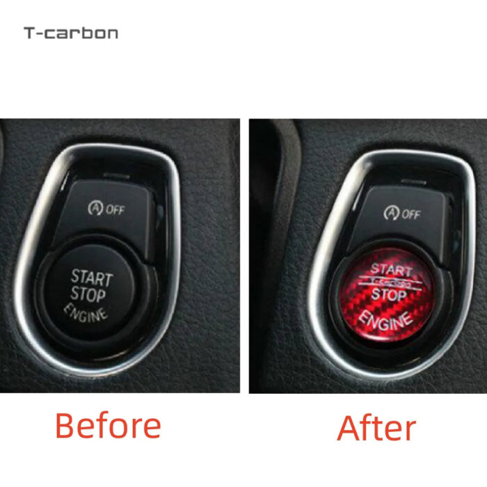 T-carbon Carbon Fiber Engine Start Stop Button Cap Trim Cover For Mercedes Benz Accessories
