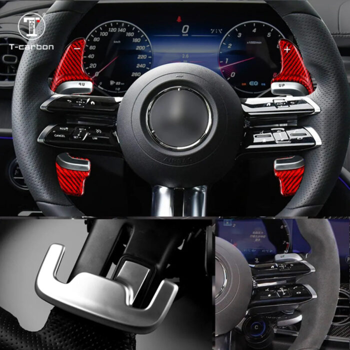 T-carbon Carbon Fiber Steering Wheel Shift Paddle Shifter Extension For Mercedes Benz AMG E53 CLS53 Paddle Shifters Car Gear Acc