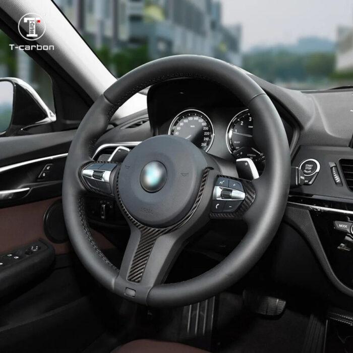 T-carbon Steering Wheel Cover Trims Carbon Fiber Decoration For BMW Car Interior Accessories