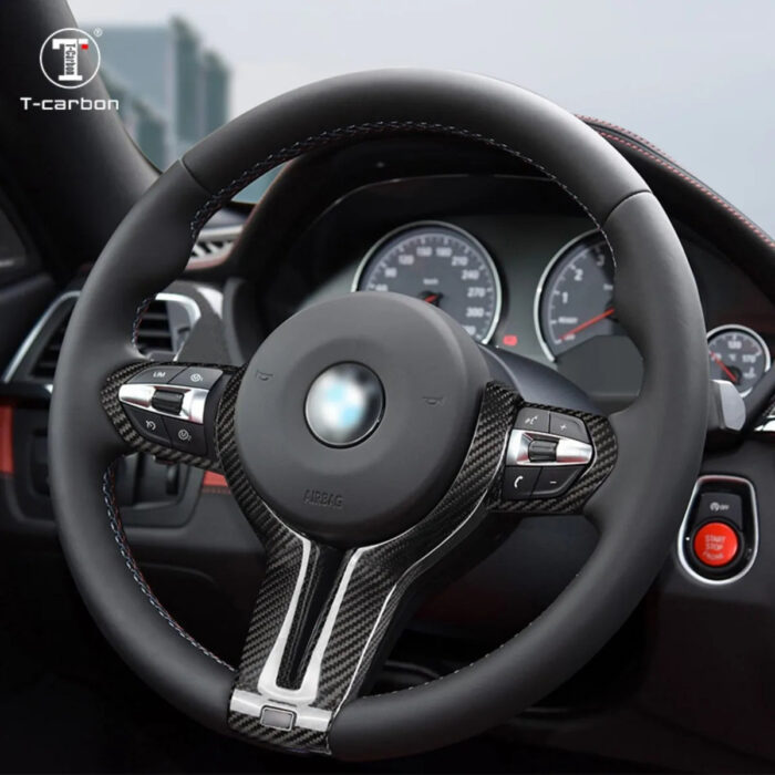 T-carbon Steering Wheel Cover Trims Carbon Fiber Decoration For BMW Car Interior Accessories