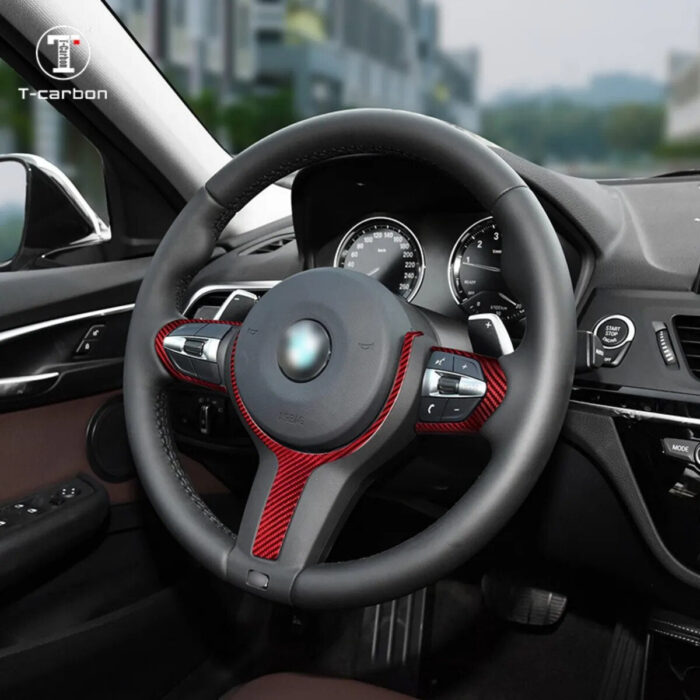 T-carbon Steering Wheel Cover Trims Carbon Fiber Decoration For BMW Car Interior Accessories