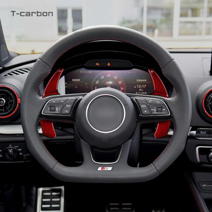 T-carbon Steering Wheel Paddle Shifter For Audi A3 A4L A5 A6L A7 A8 TT TTS SQ5 RS3 Q3 Q5 Q7 S5 S6 Carbon Fiber Shift Paddle Exte