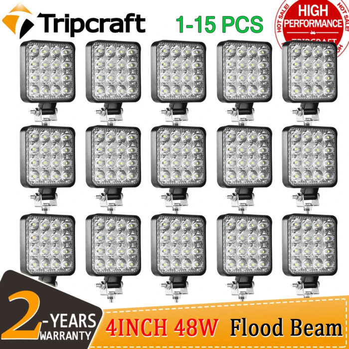 Tripcraft 1-20Pcs led Work light 4inch 48W Offroad Work Lamp Bar 12v Spot Auto Light for Car Truck 4x4 led tractor headlight