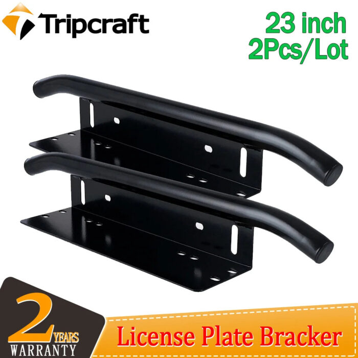 Tripcraft 1/2PCS 23INCH Black Bull Bar Front Bumper License Plate Mount Bar led work light Light Bar bracket Holder Kit For 4x4