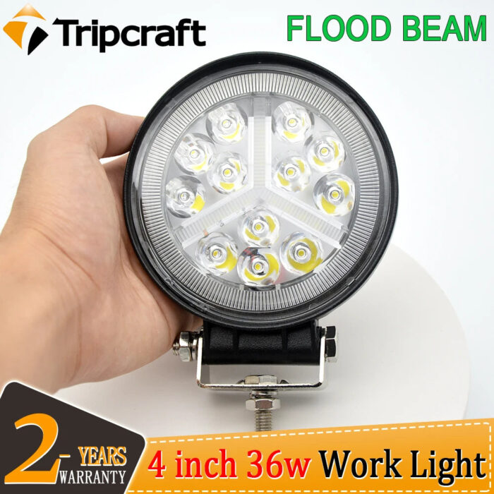 Tripcraft 1/4Pcs led Work light 4“ 4inch 36W Offroad Work Light Bar 12v 24v flood led Light for Truck 4x4 led tractor headlight