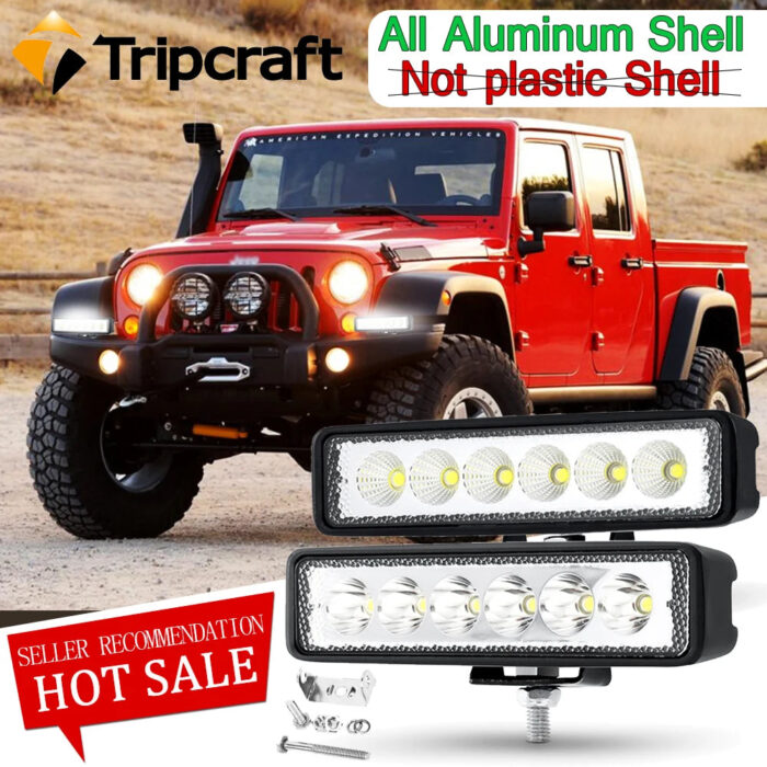 Tripcraft 18W 7inch Led Light Bar Work Light Barre Led Working Lights Spot Flood Beam for Offroad Car Accessories Truck ATV 4x4