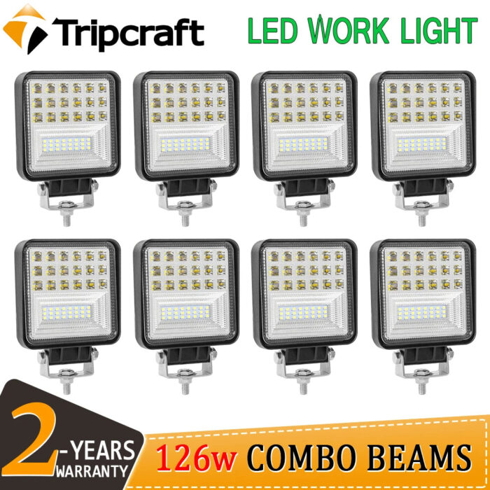 Tripcraft 2pcs 4pcs 8pcs waterproof 126w Combo led Work Light bar waterproof CE RoHS offroad truck car LED work light 12v 24v