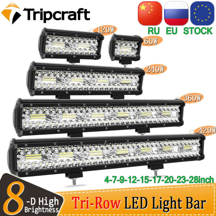 Tripcraft 3 Rows LED Bar 4 - 28 Inch LED Light Bar LED Work Light for Car Tractor Boat OffRoad 4x4 led spotlights for vehicles
