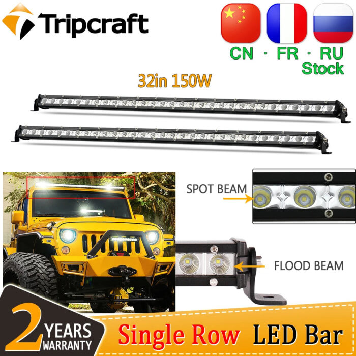 Tripcraft 32" 32inch Single Row 150w super Slim LED Light Bar combo beams For 4X4 4WD auto Truck ATV SUV Pickup 12V 24V led bar