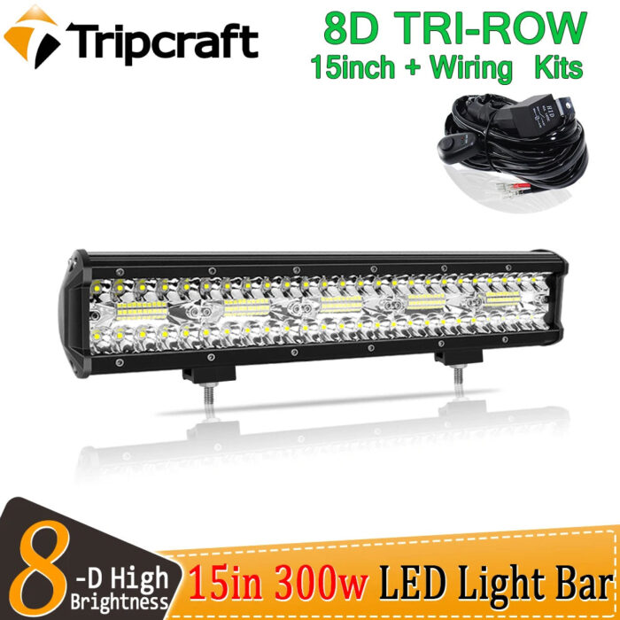 Tripcraft 3Rows LED Bar 15“15inch LED Light Bar LED Work Light 300w combo for Car Tractor Boat OffRoad 4x4 Truck SUV ATV 12V 24V