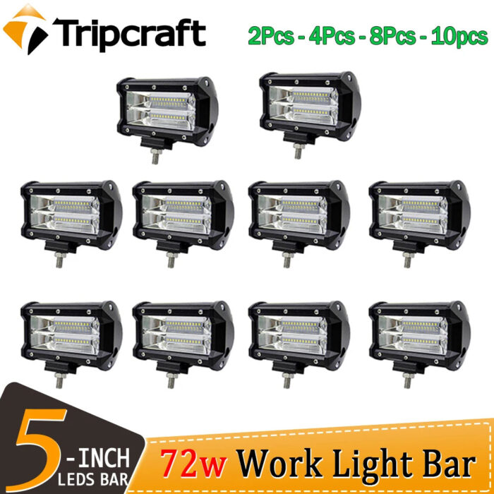 Tripcraft 5“ 5inch 72W Led Light Bars 2pcs 4pcs 8pcs 10pc 10pc spot Beam 12V 24V for 4x4 4WD Barra Headlight Auto Boats SUV ATV