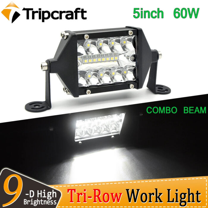 Tripcraft 60W 5INCH LED Work Light LED Light Bars Combo Beam IP67 Waterproof for 4X4 Work Driving Offroad Boat Car Tractor Truck