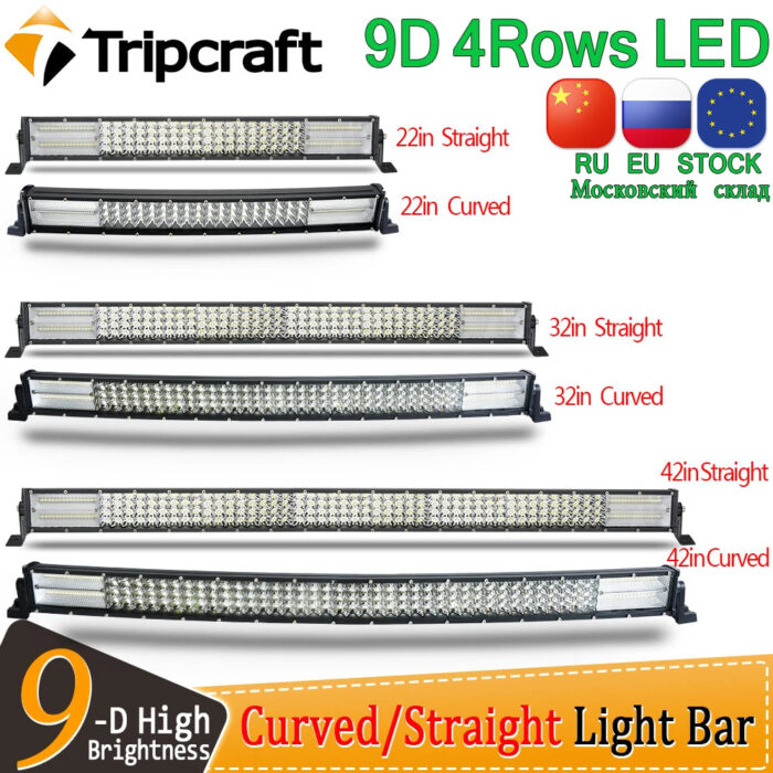 Tripcraft LED Light Bar 7" 22“ 32” 42“Inch Cured / Straight Quad-Row Light Bar 4rows 396W 576W 756W For SUV 4X4 OffRoad ATV Car