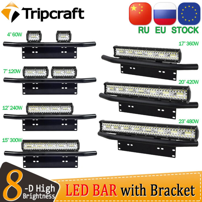 Tripcraft LED Light Bar with 23" Front Bumper Bull Bar Number Plate Holder For 4X4 OffRoad SUV 4WD Auto Car Fog work Light Mount