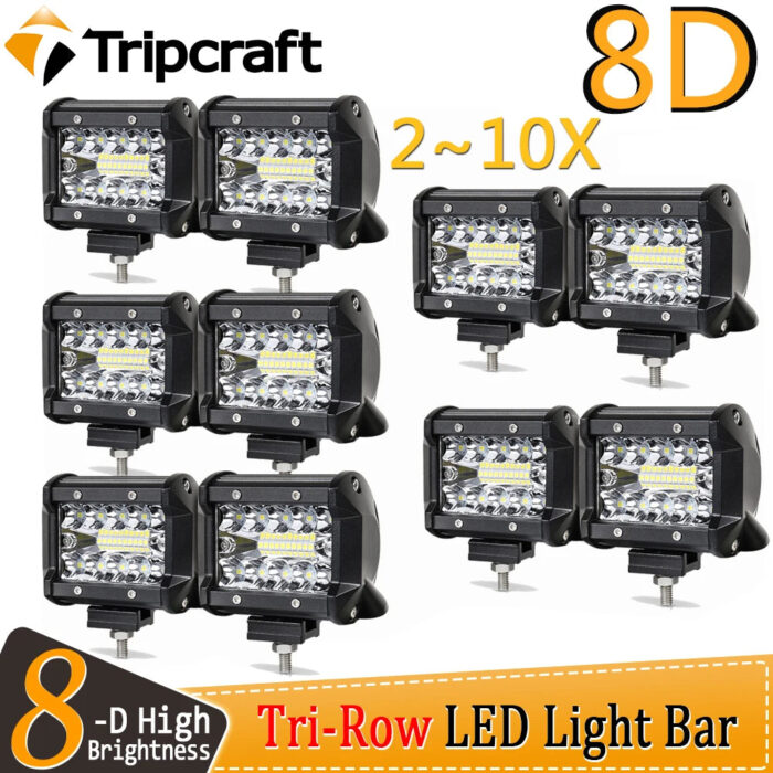 Tripcraft Offroad 2~10X 8D 4INCH 60W LED Work Light Bar Combo Tri-row 12V 24V CAR Light TRUCK SUV ATV 4X4 4WD PICKUP DRIVING