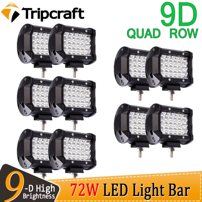 Tripcraft Offroad 2/4/10X 9D 4INCH 72W LED Work Light Bar Combo Tri-row 12V 24V CAR Light TRUCK SUV ATV 4X4 4WD PICKUP DRIVING