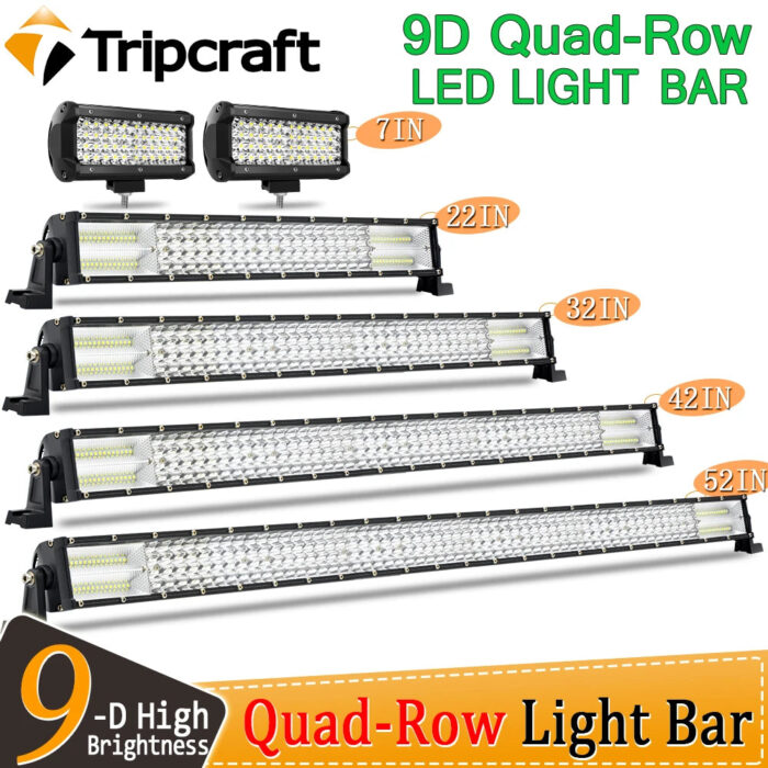 Tripcraft Quad-row Straight LED Light Bar 4row light bar 396W 576W 756W 882W For SUV 4X4 OffRoad ATV Car