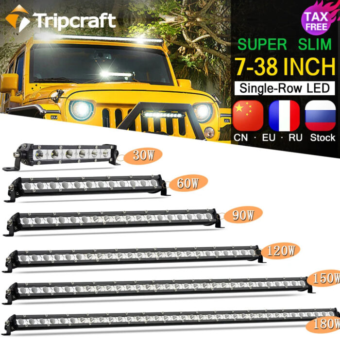 Tripcraft Single-Row 7" 13" 20" 25" 32" 38'' inch super Slim LED Light Bar 90W 120W 150W 180W For SUV 4X4 Off Road LED Light bar
