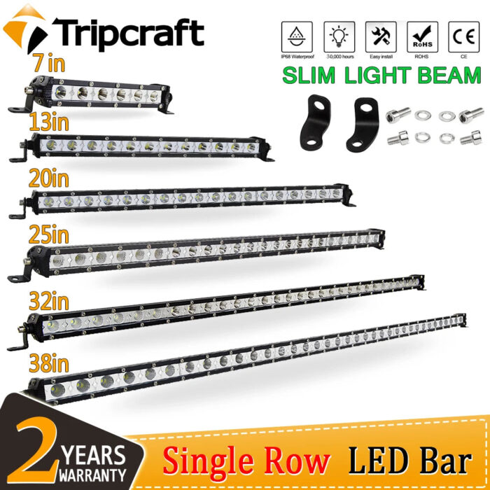 Tripcraft Single Row 7" 13" 20" 25" 32" 38'' slim led bar light offroad 90W 120W 150W 180W For SUV 4X4 Off Road LED Work Light